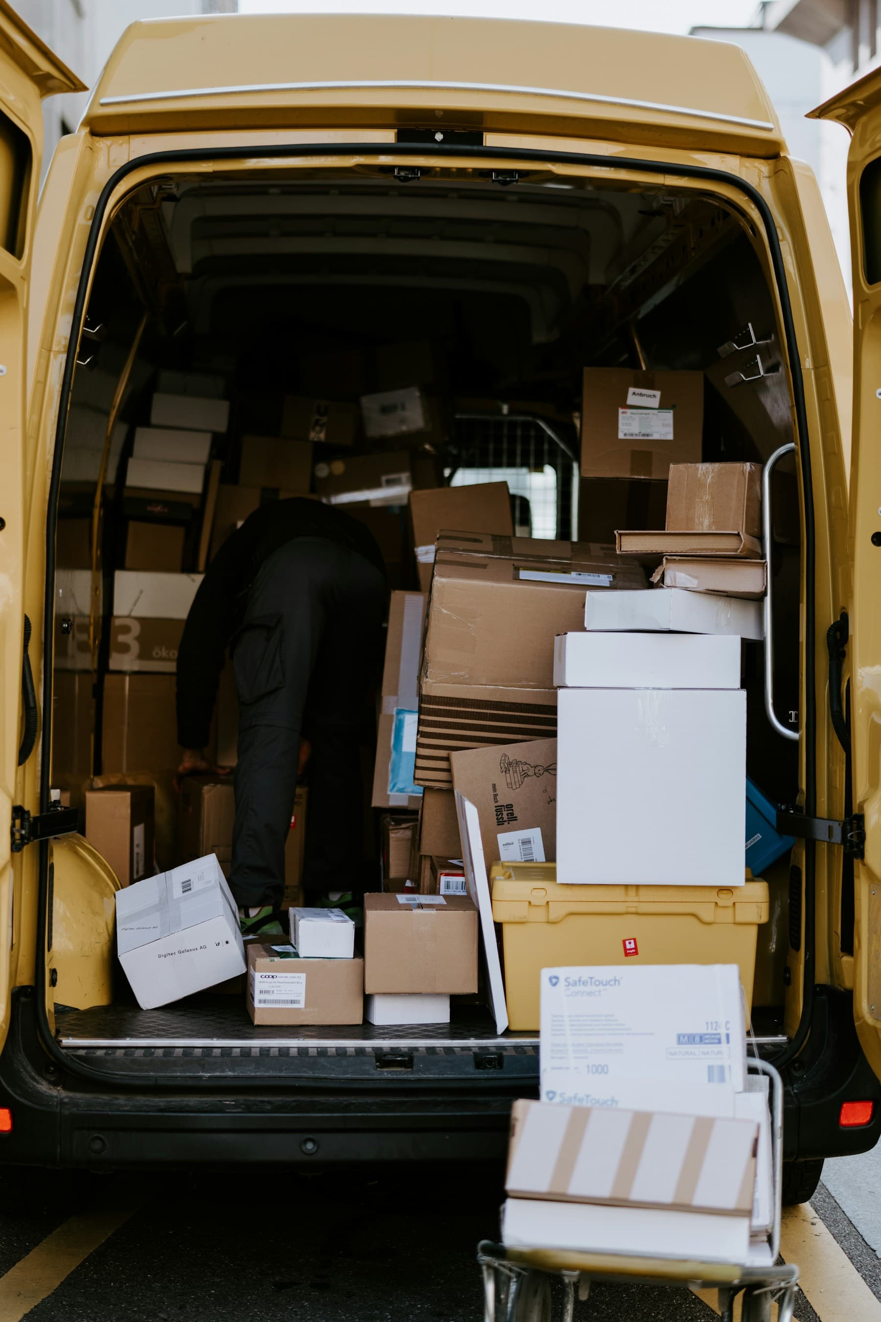 Delivery van loaded with ecommerce packages